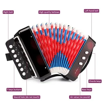 Kids 10-Key Button Accordion Lightweight Eco-Friendly Instrument