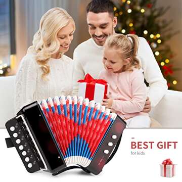 Kids 10-Key Button Accordion Lightweight Eco-Friendly Instrument