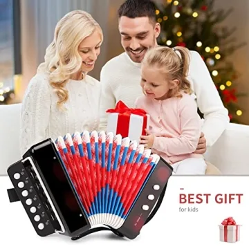 Kids 10-Key Button Accordion Lightweight Eco-Friendly Instrument