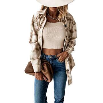 Women Casual Flannel Plaid Shacket for Stylish Comfort