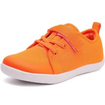 YOLARK Little/Big Kid Wide Barefoot Shoes Boys/Girls Naturally Minimalist Sneakers Lightweight Breathable Walking Athletic（Orange Size 3）