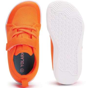 YOLARK Little/Big Kid Wide Barefoot Shoes Boys/Girls Naturally Minimalist Sneakers Lightweight Breathable Walking Athletic（Orange Size 3）