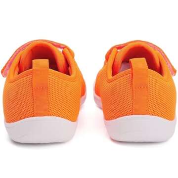 YOLARK Little/Big Kid Wide Barefoot Shoes Boys/Girls Naturally Minimalist Sneakers Lightweight Breathable Walking Athletic（Orange Size 3）