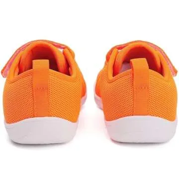 YOLARK Little/Big Kid Wide Barefoot Shoes Boys/Girls Naturally Minimalist Sneakers Lightweight Breathable Walking Athletic（Orange Size 3）