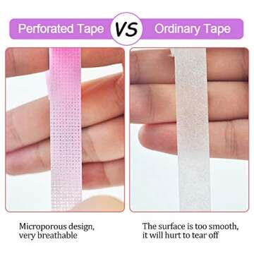 Eyelash Extension Tape EBANKU 12 Rolls Breathable Adhesive Lash Tape Non-Woven Fabric Lash Tape for Eyelash Extension Supplies, 0.5 Inch Wide (Pink, Blue, Purple, Green)