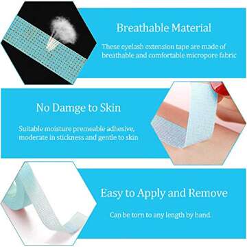 Eyelash Extension Tape EBANKU 12 Rolls Breathable Adhesive Lash Tape Non-Woven Fabric Lash Tape for Eyelash Extension Supplies, 0.5 Inch Wide (Pink, Blue, Purple, Green)