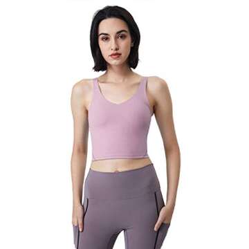 Stylish U-Back Yoga Sports Bras for Women - M, Purple Pink