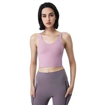Stylish U-Back Yoga Sports Bras for Women - M, Purple Pink