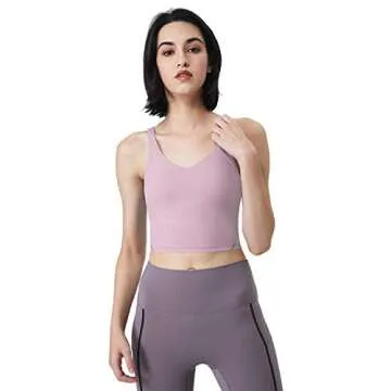 Stylish U-Back Yoga Sports Bras for Women - M, Purple Pink