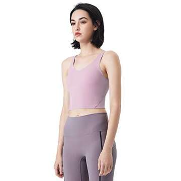 Stylish U-Back Yoga Sports Bras for Women - M, Purple Pink