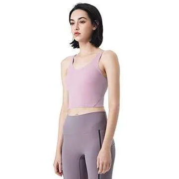Stylish U-Back Yoga Sports Bras for Women - M, Purple Pink