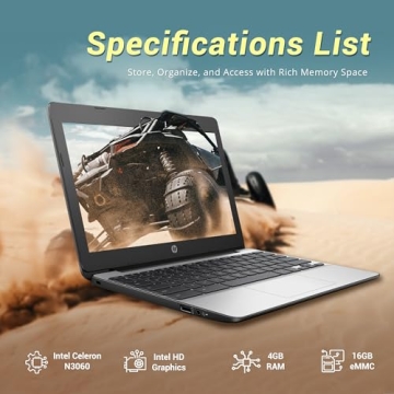 HP Chromebook 11.6" HD Laptop, Intel Celeron N3060, 4GB RAM, 16GB eMMC, Intelligent Graphics, Webcam...