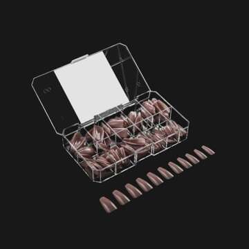 Apres Nail Neutrals Gel-X Mia Coffin Medium & Alex Natural Round Medium Box of Tips Bundle | Includes 300 Gel-X Tips | Premium Quality | 11 Sizes 00-9