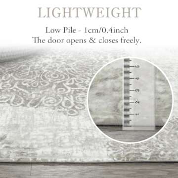 Lahome Vintage Medallion Round Rug 3ft - Non-Slip Distressed Area Rug Small Accent Throw Rugs Floor ...