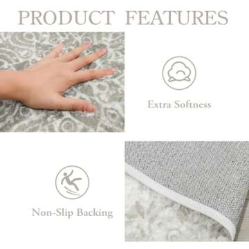 Lahome Vintage 3ft Non-Slip Medallion Round Rug