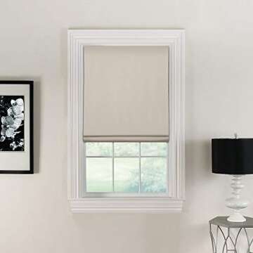 Link Shades Flat Roman Shades-Blackout, Thermal-(36" W x 72" L, Ivory/Off White)-Linen & Polyester-Cordless