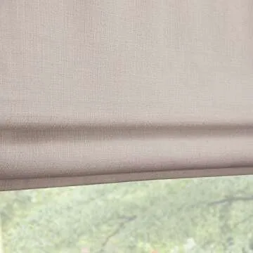 Link Shades Flat Roman Shades-Blackout, Thermal-(36" W x 72" L, Ivory/Off White)-Linen & Polyester-Cordless