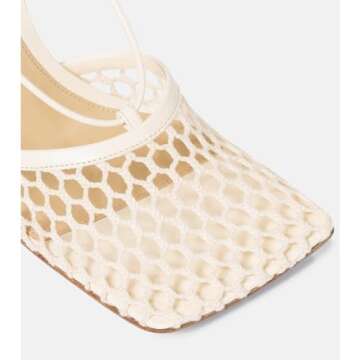 olomisa Mesh Heels for Women, Wrap-up Heels Square Toe Stiletto High Heel Strappy Heeled Sandals Sexy Lace Up Fishnet Heels