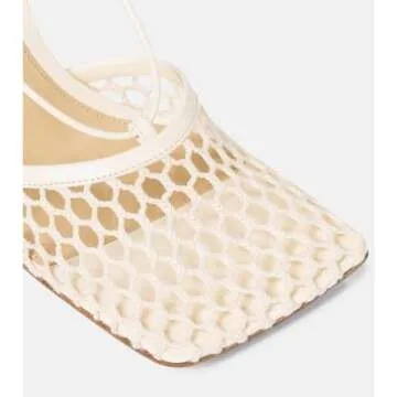 olomisa Mesh Heels for Women, Wrap-up Heels Square Toe Stiletto High Heel Strappy Heeled Sandals Sexy Lace Up Fishnet Heels