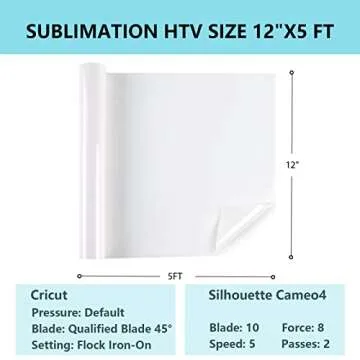 HTVRONT Sublimation HTV for Cotton Fabric - 12" x 5FT Vinyl