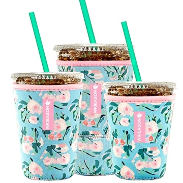 Reusable Iced Coffee Insulator Sleeve with Neoprene Cooler Cover for 16-32OZ Beverages