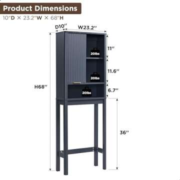 RedLemon Over The Toilet Storage Cabinet - Elegant & Functional
