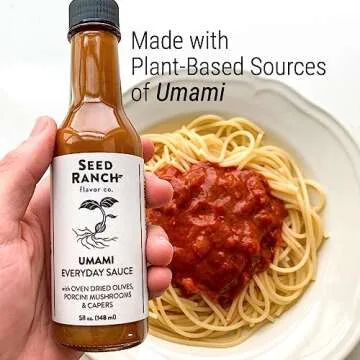 Seed Ranch Umami Everyday Hot Sauce, 5 Fl. oz. - Mild Heat Flavor - Oven Dried Olives, Porcini Mushrooms & Capers - Vegan, Non-GMO, Gluten-Free - Marinade, Vegetables, Soup & Rice