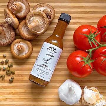Seed Ranch Umami Everyday Hot Sauce, 5 Fl. oz. - Mild Heat Flavor - Oven Dried Olives, Porcini Mushrooms & Capers - Vegan, Non-GMO, Gluten-Free - Marinade, Vegetables, Soup & Rice