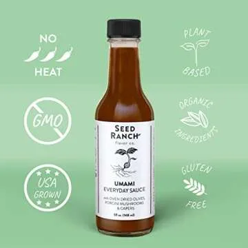 Seed Ranch Umami Everyday Hot Sauce, 5 Fl. oz. - Mild Heat Flavor - Oven Dried Olives, Porcini Mushrooms & Capers - Vegan, Non-GMO, Gluten-Free - Marinade, Vegetables, Soup & Rice