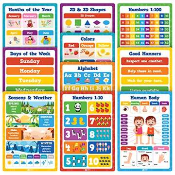 20 Classroom Educational Posters For Preschoolers Toddlers Kindergarten Elementary - 16" x 11" - 20p...