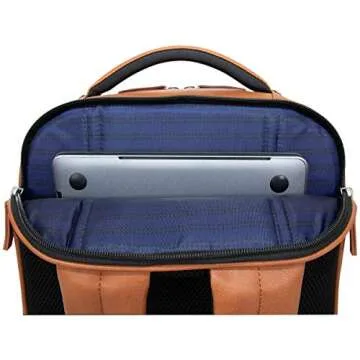 Kenneth Cole On Track Pack Vegan Leather Tablet Bookbag Anti-Theft RFID, Work, & Travel, Cognac, 15.6" Laptop Backpack