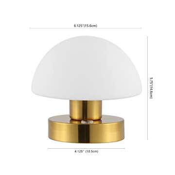 JONATHAN Y JYL7113C Zoe 5.75" Modern Minimalist Iron Rechargeable Integrated LED Table Lamp Contemporary Bedside Desk Nightstand Lamp for Bedroom Living Room Office, Brass Gold/White