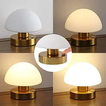 JONATHAN Y JYL7113C Zoe 5.75" Modern Minimalist Iron Rechargeable Integrated LED Table Lamp Contemporary Bedside Desk Nightstand Lamp for Bedroom Living Room Office, Brass Gold/White