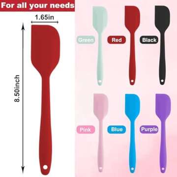 Kitchen GIMS Silicone Spatula Set 6 Pack 8.5 inch Small Rubber Spatula Heat Resistant Mini Silicone ...