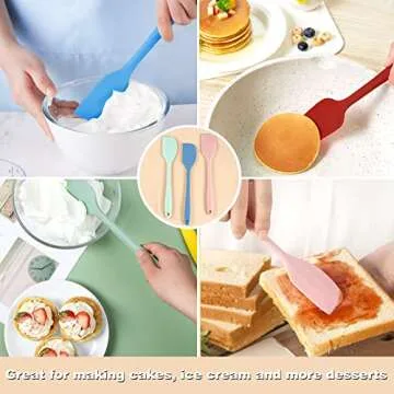 Kitchen GIMS Silicone Spatula Set 6 Pack 8.5 inch Small Rubber Spatula Heat Resistant Mini Silicone Spatula Non-Stick Flexible for Baking Cooking Mixing and Kitchen Use