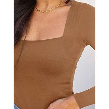 Square Neck Fitted Bodysuit - Stylish Comfort for All