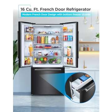 BLACK+DECKER 16 Cu. Ft. French Door Refrigerator with Built-in Ice Maker and Bottom Freezer Drawer