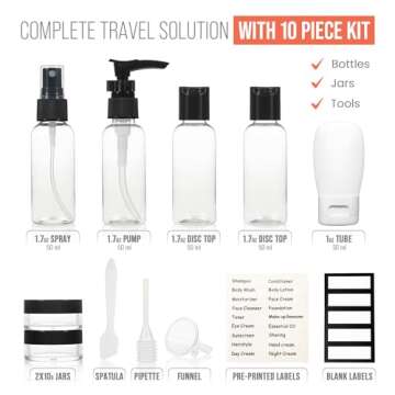 GLOBEGEAR TSA Approved Travel Bottles Leak Proof & Travel Size Containers for Toiletries Travel Kit ...