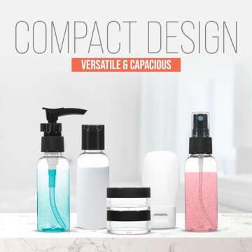 GLOBEGEAR TSA Approved Travel Bottles Leak Proof & Travel Size Containers for Toiletries Travel Kit with TSA Liquids Travel Bag (model GG1)