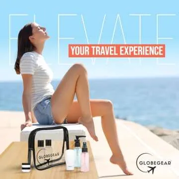GLOBEGEAR TSA Approved Travel Bottles Leak Proof & Travel Size Containers for Toiletries Travel Kit with TSA Liquids Travel Bag (model GG1)