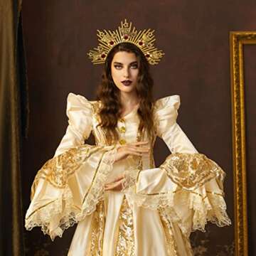 Fantherin Mary Halo Crown Headpiece Spiked Goddess Halo Crown Sunburst Greek Headpiece for Cosplay H...