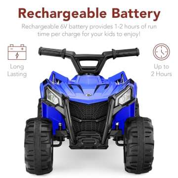 Best Choice Products 6V Kids Ride On Toy, 4-Wheeler Quad ATV Play Car w/ 1.8MPH Max Speed, Treaded Tires, Rubber Handles, Push-Button Accelerator - Blue