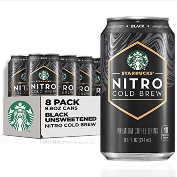 Starbucks Nitro Cold Brew Coffee, Black Unsweetened, 9.6 fl oz Cans (8 Pack), Iced Coffee, Cold Brew...