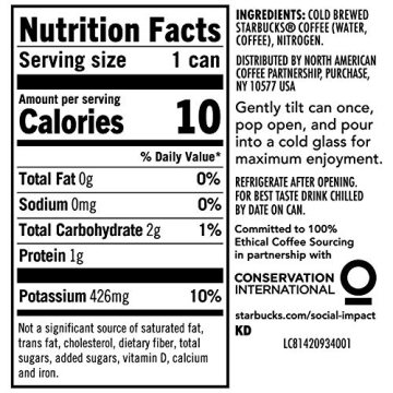 Starbucks Nitro Cold Brew Coffee, 9.6 oz Cans, 8 Pack