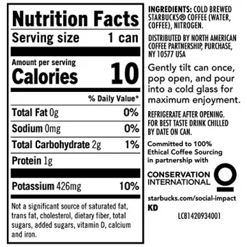 Starbucks Nitro Cold Brew Coffee, 9.6 oz Cans, 8 Pack