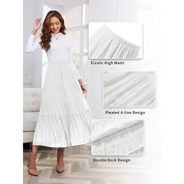 NASHALYLY Women’s Chiffon Pleated A-Line Maxi Skirt  