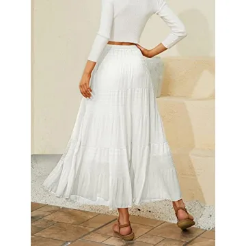 NASHALYLY Women’s Chiffon Pleated A-Line Maxi Skirt  