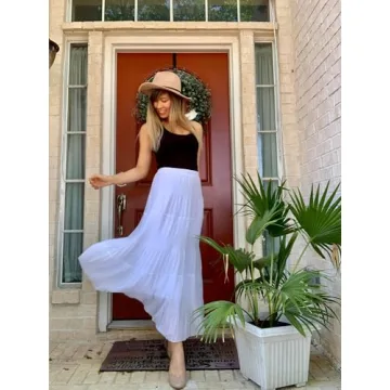 NASHALYLY Women’s Chiffon Pleated A-Line Maxi Skirt  