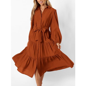 MASCOMODA Women's Fall Long Sleeve Midi Dress - Versatile & Chic