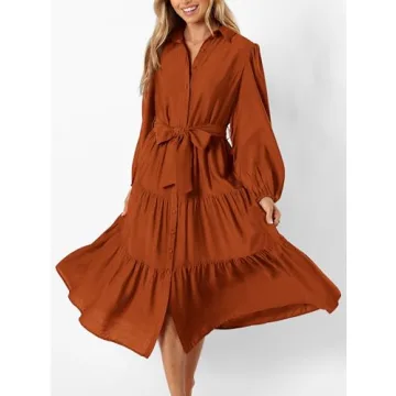 MASCOMODA Women's Fall Long Sleeve Midi Dress - Versatile & Chic